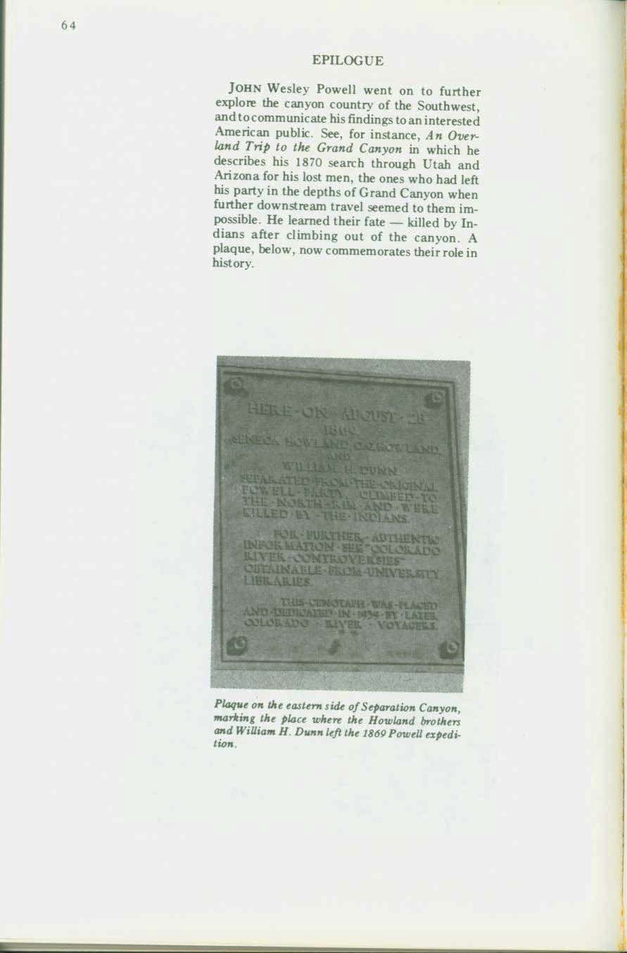 THE CA&Ntilde;ONS OF THE COLORADO-- the 1869 discovery voyage down the Colorado River. vist0059k